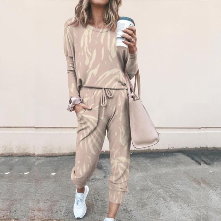 2-Piece Set: Women's Basic Tie Dye Sweatshirt Tracksuit Pants Sets