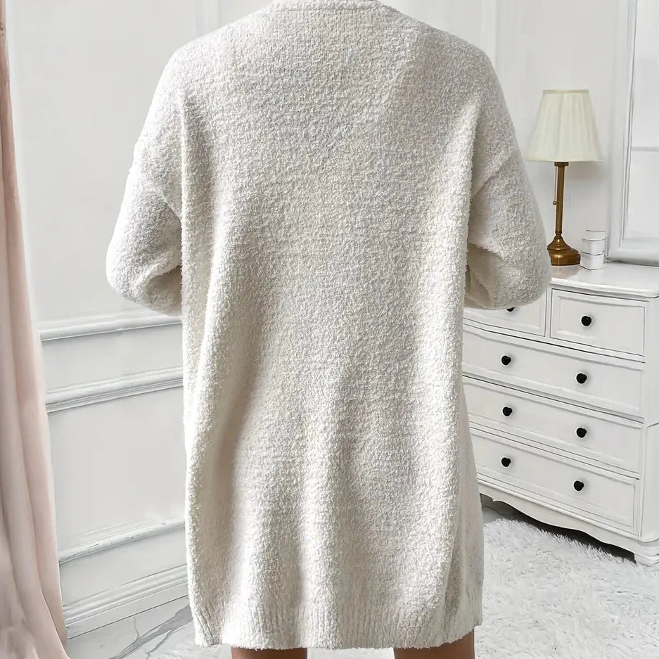 Cozy Women's Fleece Long Sleeve Cardigan Lounge Set, V Neck Tank Top and Shorts